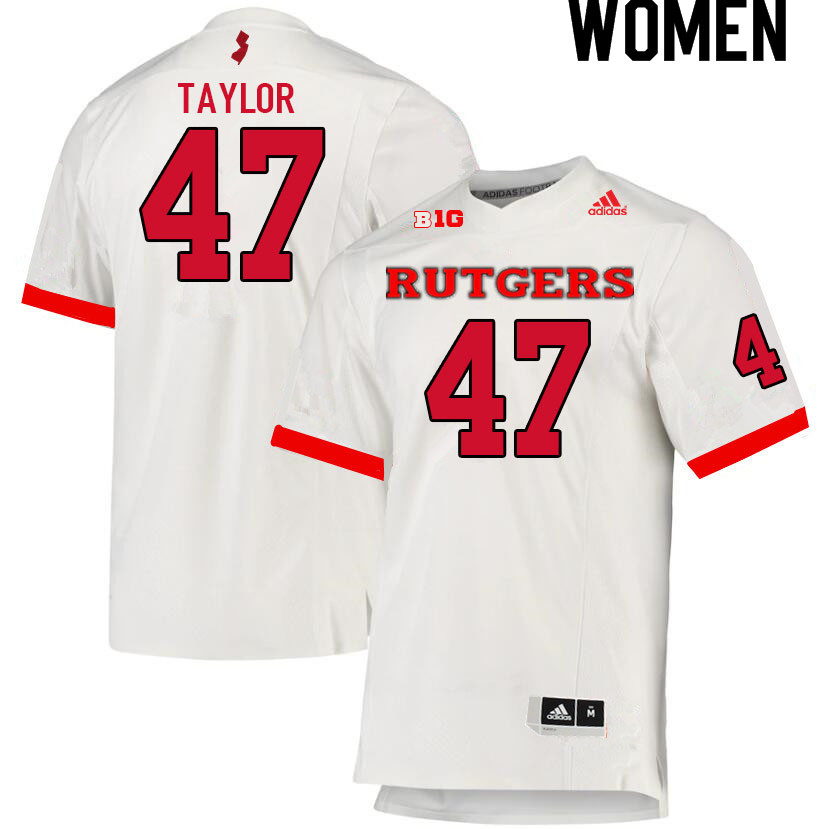 Women #47 Billy Taylor Rutgers Scarlet Knights College Football Jerseys Sale-White - Click Image to Close